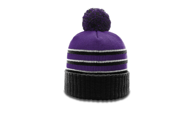 Richardson 134 - STRIPED BEANIE W/ CUFF & POM