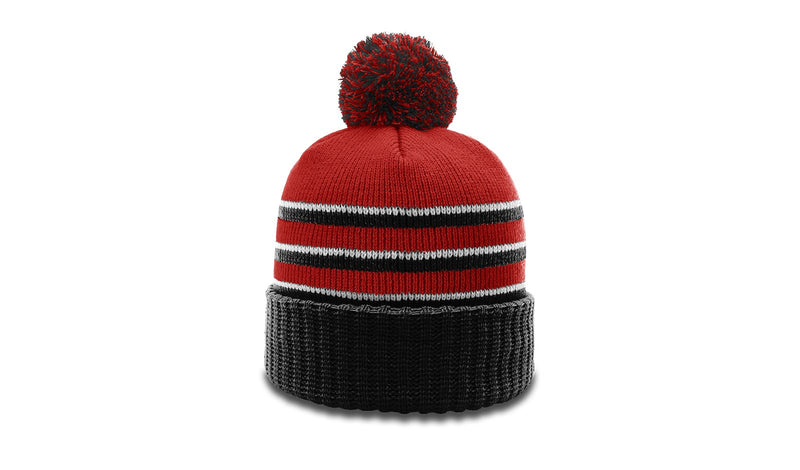 Richardson 134 - STRIPED BEANIE W/ CUFF & POM